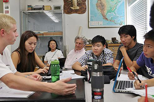 Robert and MeiLi with students